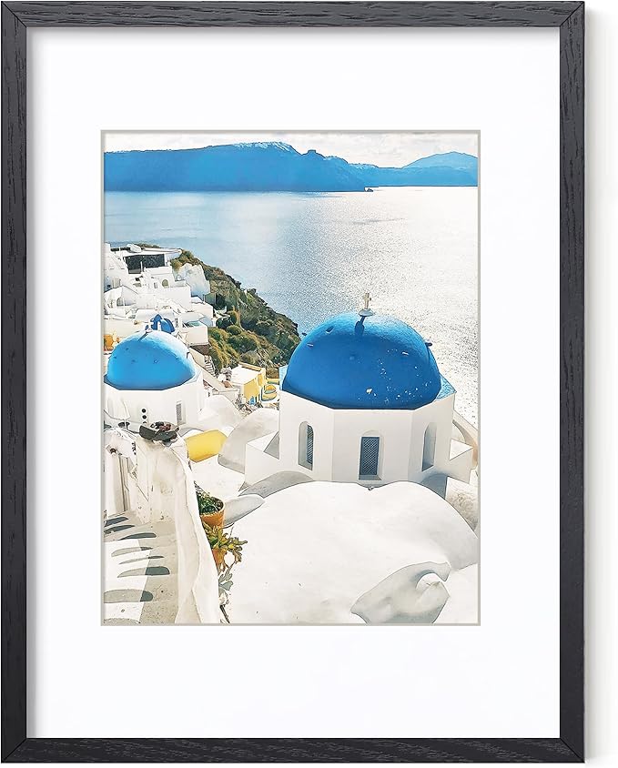 Axeman 12x16 Picture Frame with Mat for 8.5x11, Solid Oak Wood Frame w/Tempered Real Glass, Wooden Certificate Document Frame Horizontal and Vertical Formats for Wall with Wall Hook Included, Black