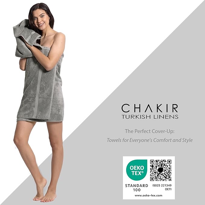 Chakir Turkish Linens, 100% Cotton Premium Quality Turkish Bath Sheets (35''x70'' Large Bath Sheet Towels - Gray)
