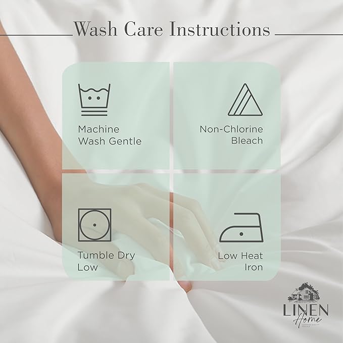 Linen Home 100% Cotton Percale Sheets Full Size, Pastel Turk, Deep Pocket, 4 Pieces Set - 1 Flat, 1 Deep Pocket Fitted Sheet and 2 Pillowcases, Crisp Cool and Strong Bed Linen