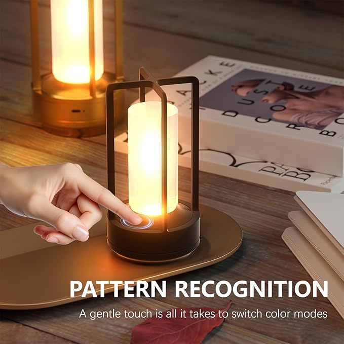 Table Lamp, Portable Cordless Rechargeable LED Lamp, 3-Colour Dimming Metal Bedside Lamp, Small Desk Lamp for Bedroom and Outdoor Use, Ideal for Restaurants, Bars, Coffee Shops and Camping