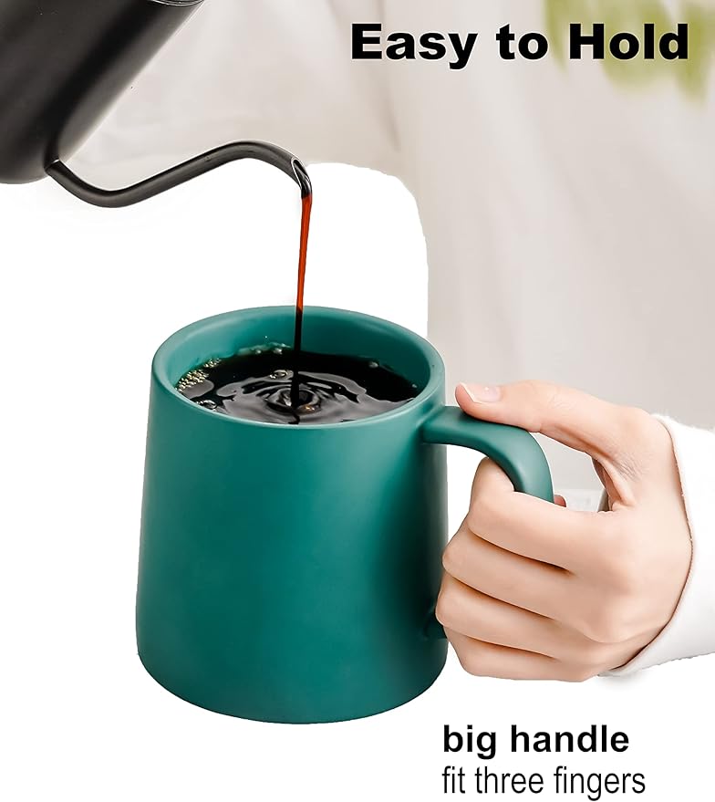 T-WARE 16 Oz Coffee Mugs, Matte Light Grey Mug Set of 4, Ceramic Mugs Coffee, Solid Color Coffee Cups Ceramic