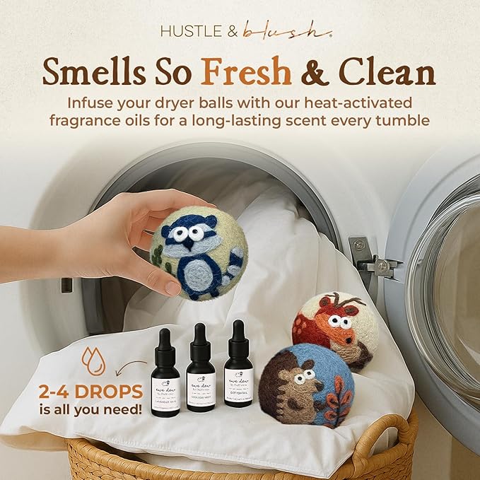 Fluff Ewes Wool Dryer Balls 3 Pack Premium New Zealand Wool Laundry Balls for Dryer, No Static Dryer Balls Laundry Reusable, XL Hedgehog Dryer Balls, Baby Dryer Balls for Dryers - Hedgehog and Homies