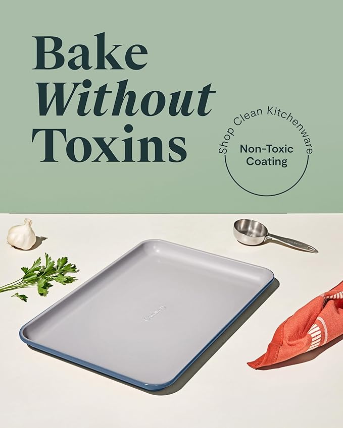 Caraway Non-Stick Ceramic Baking Sheet - Naturally Slick Ceramic Coating - Non-Toxic, PTFE & PFOA Free - Perfect for Baking, Roasting, and More - Medium (15" x 10") - Slate