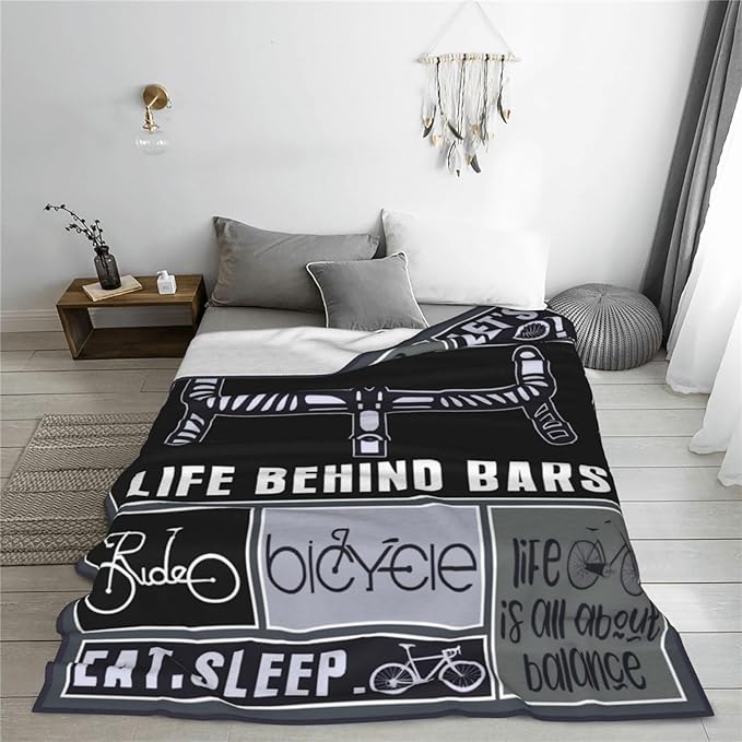 Bicycle Blanket, SportsThrow Blanket, Bicycle Gifts, Bike Stuff Fleece Flannel Plush for Women Men Boys Girls Lovers Adults Soft Bedding for Sofa Bed Office Home Decor 40"X50"