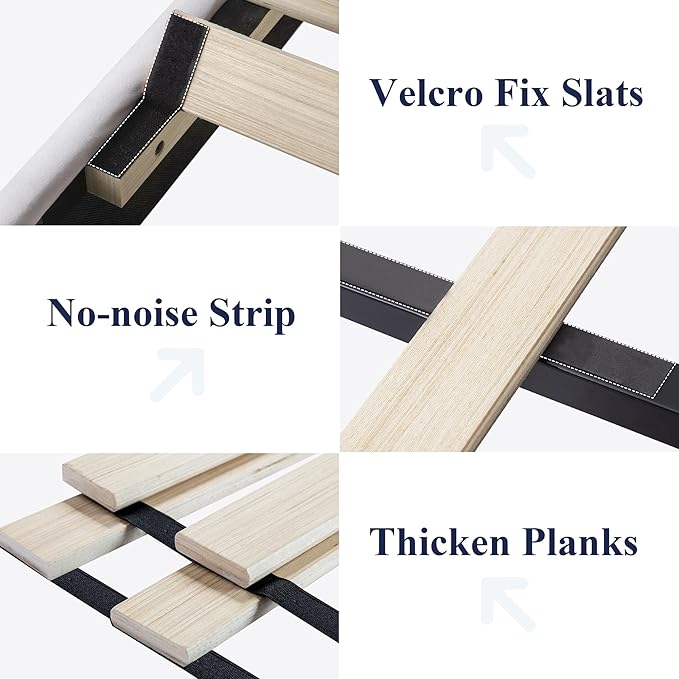 Allewie Twin Bed Frame/Velvet Upholstered Bed Frame with Vertical Channel Tufted Headboard/Strong Wooden Slats/Platform Bed Frame/Mattress Foundation/Box Spring Optional/Easy Assembly/White