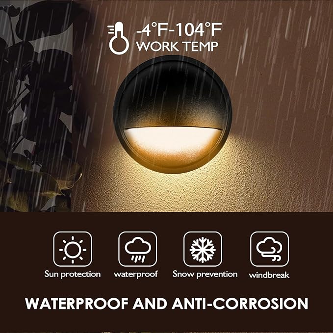 LED Low Voltage Deck Lights Outdoor Waterproof,6-Pack 3CCT Deck Lighting Fixtures Landscape Step,3W,12V-24V AC/DC Die-cast Aluminum Housing Fence Lamp Wired 2700K/3500K/5000K (Black)