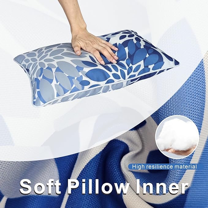 Outdoor Lumbar Pillows - Decorative Pillows with Insert Included Set of 2 Outdoor Pillows for Patio Furniture 12x20 Inch