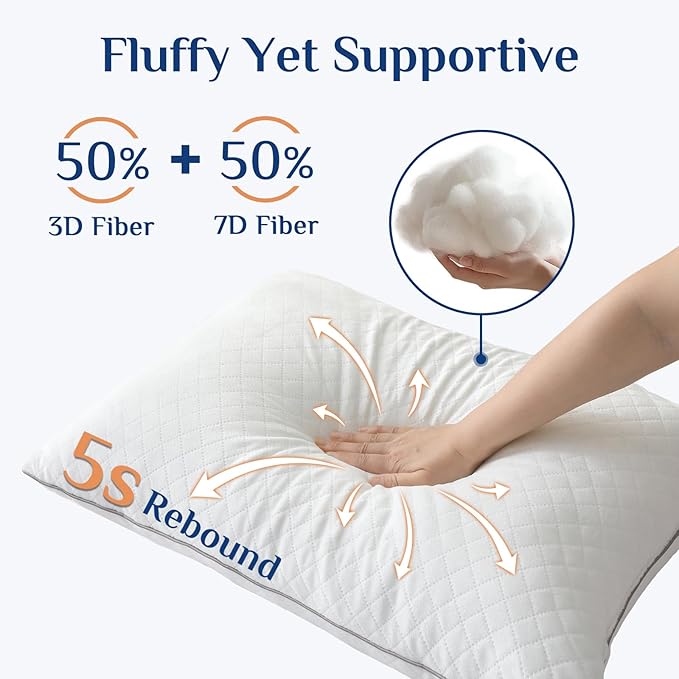 JOLLYVOGUE King Pillows 1 Pack - Best Pillows for Sleeping, Hotel Collection, Adjustable for Side, Back, Stomach, King Size