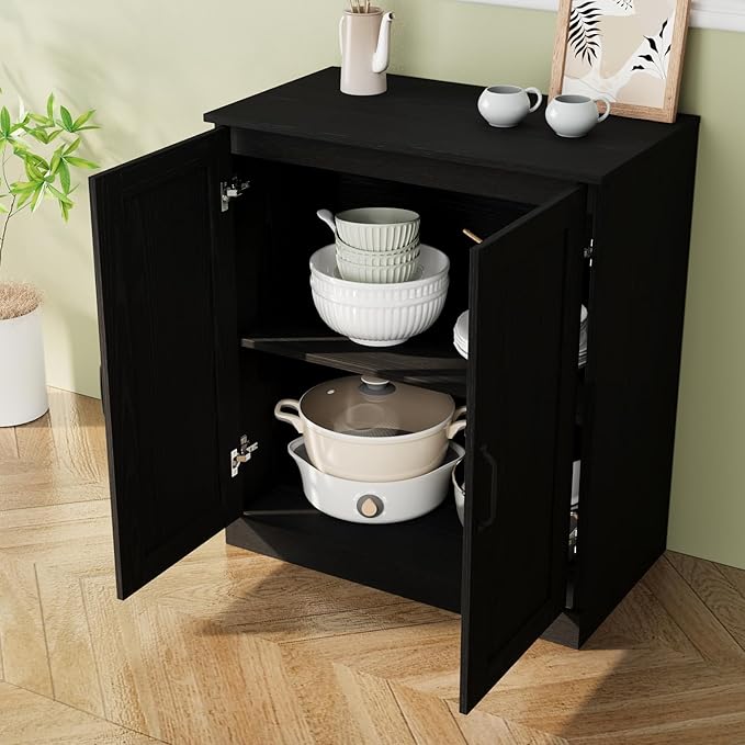 VOWNER 95" TV Stand for TVs up to 75", 4-Piece TV Hutch with Cabinets, Entertainment Center with Bookshelves, Modular TV Console for Living Room (2D+2H 黑)