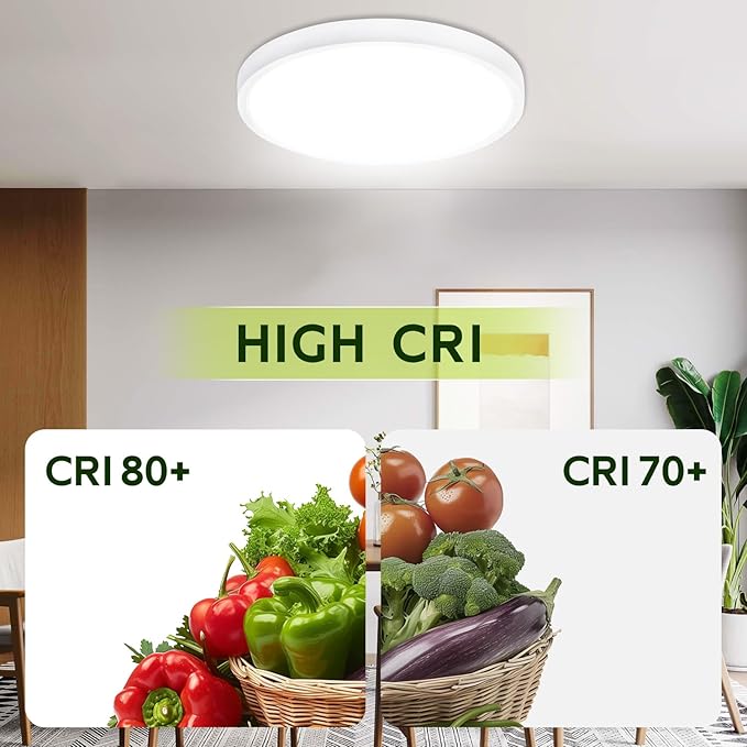 hykolity 9 Inch Selectable CCT LED Round Flat Panel Light, 18W 1800LM 3000K/4000K/5000K, Edge-Lit Flush Mount Ceiling Light Fixture for Kitchen, Bedroom, Laundry and Closet Room, White