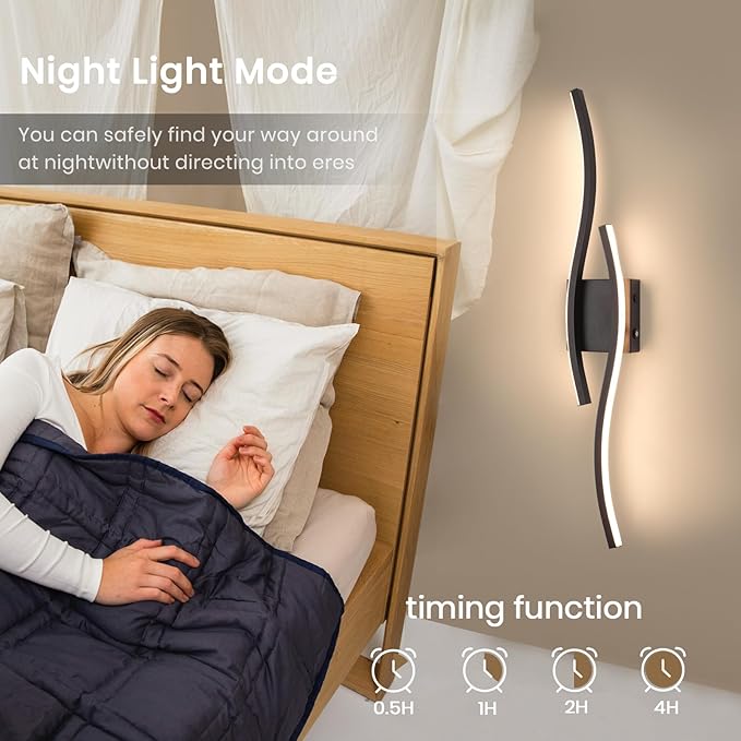 Battery Operated Wall Sconces, Rechargeable Wall Sconces, 3000K-6500K LED Wireless Wall Light, Modern Wall Lamp not Hardwired for Living Room Bedroom Hallway, 31.5in-Black