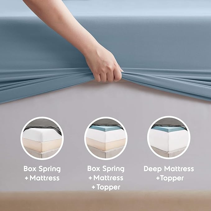 Nestl Twin Sheet Set - 1800 Ultra-Soft Microfiber Twin Bed Sheets - Double Brushed - Deep Pockets - Easy Fit - Extra Soft - 3 Piece Set - Bedding Sheets & Pillowcases (Twin, Stone Blue)