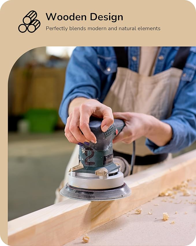 EDISHINE Wood LED Corner Floor Lamp, Modern Dimmable Light with Remote, Minimalist Standing Floor Lamps for Living Room, Bedroom, Office, 7 Color Temperature 2700~6000K, 48.43"