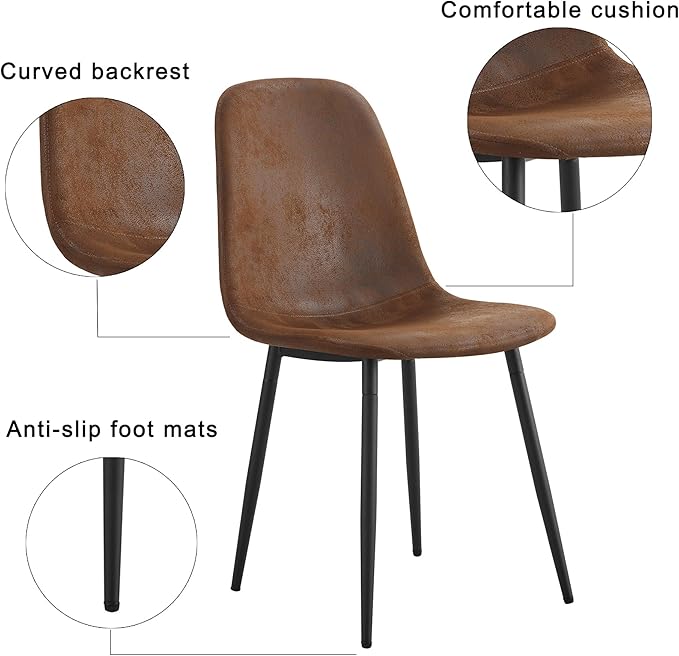 45 Inch Round Dining Table Set for 4, 5 Piece Kitchen Table and Chairs Set, Wooden Table with Light Walnut Finish, Small Space Dining Set for Apartment or Dining Room