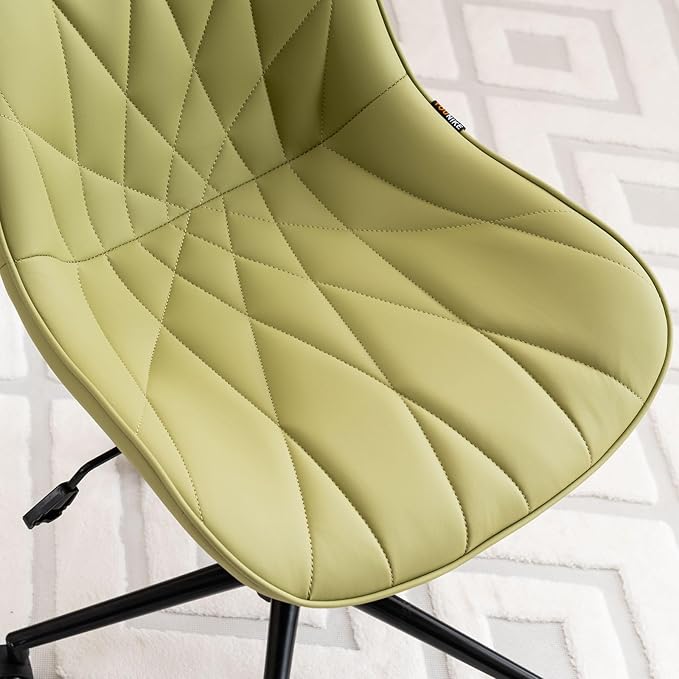 Rowill Modern Office Chair - Ergonomic Swivel Leather Desk Chair with Curved Backrest, Height Adjustable Rolling with Wheels, Perfect for Study Room & Office, Avocado Green