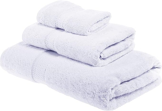 Superior Egyptian Cotton Pile 3 Piece Towel Set, Includes 1 Bath, 1 Hand, 1 Face Towel/Washcloth, Ultra Soft Luxury Towels, Thick Plush Essentials, Guest Bath, Spa, Hotel Bathroom, White