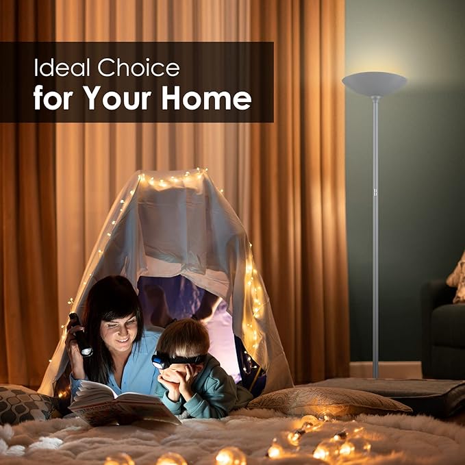 Floor Lamp, Standing Lamp, 20W 2000LM LED Torchiere Floor Lamp, Stepless Dimmable, Touch Control, 3000K Daylight, 50000hrs Lifespan, Floor Lamps for Living Room, Standing Lamps for Bedroom Gray