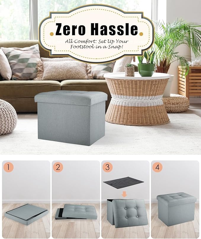 Ottoman Storage Ottoman Foot Rest Stool Foldable Bench with Storage Student Dormitory Bedroom and Entryway 17 X 13 X 13