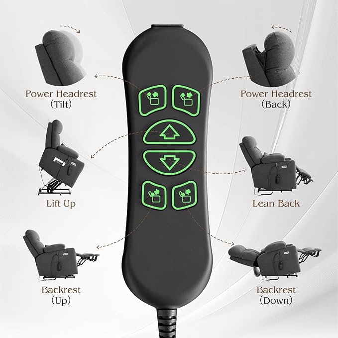 Power Lift Recliner Chair for Elderly with Extended Footrest, Infinite Position Lay Flat Recliner Chair for Adult W/Massage & Heating, Adjustable Headrest, 3-Motor Zero Gravity,Cup Holder, Fabric