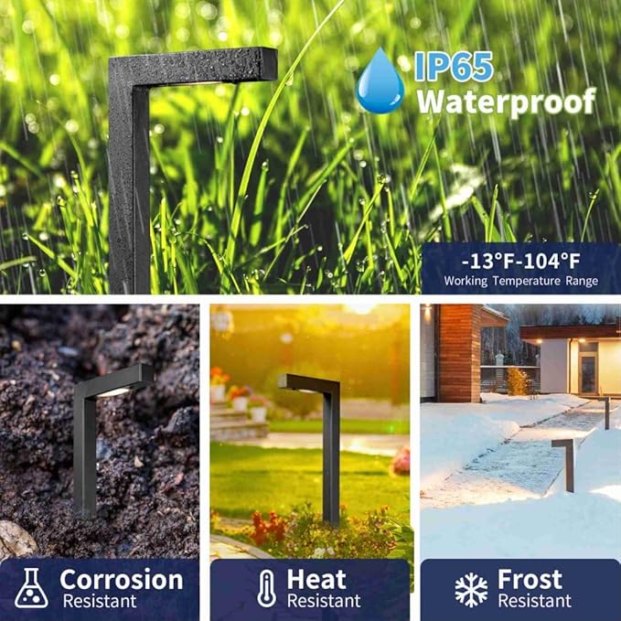 12V Brass Landscape Black Path Lighting Kit (4 Pack Path Lights) with 100 Feet Cable and 20Pack Wire Connectors for Outdoor House Garden Patio Walkway Without Low Voltage Transformer