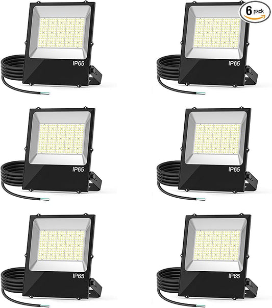 6 Pack 240W LED Flood Light Outdoor 33600LM 5000K ETL Listed Commercial Outdoor Lighting for Sports Fields, 100-277V Input IP65 Waterproof Exterior Floodlight for Stadium Yard Backyard