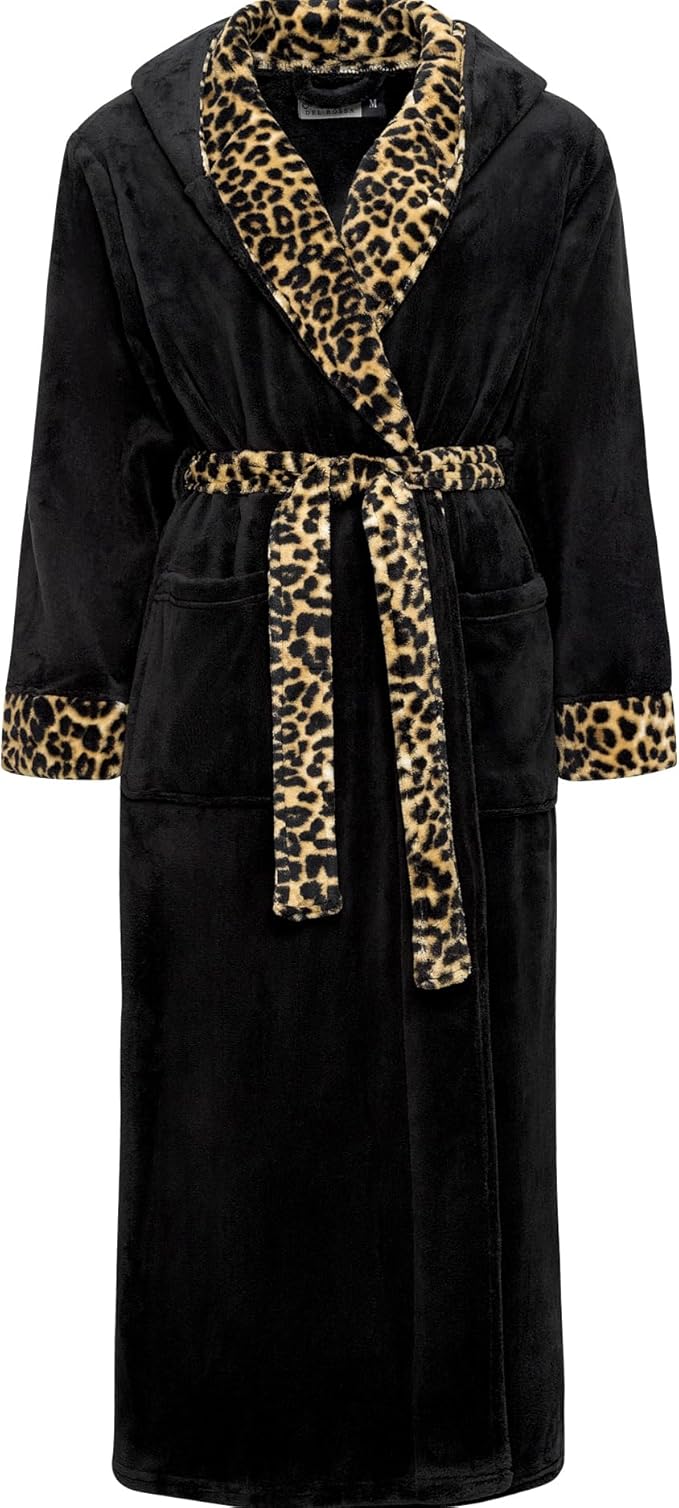 Alexander Del Rossa Womens Robe, Long Plush Bathrobe with Hood, Hooded Robes for Women Plus Size Bath Robe