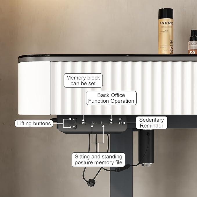Lartis Vanity Table with Stool,Electric Lift Vanity Desk,Vanity Set，Up and Down Desk, Standing Vanity with Drawer (Ivory White, 47 in)