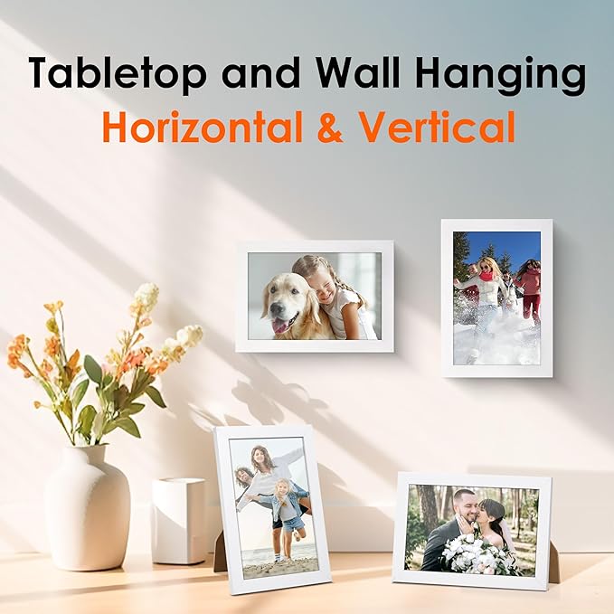 FIXSMITH 4x6 Picture Frame Set of 2, Photo Frame 4x6 with HD Plexiglass, White Picture Frames Collage for Tabletop or Wall Display