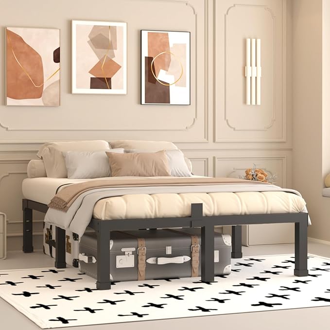 14 Inch Full Size Bed Frame, Heavy Duty Support 3500 lbs Metal Platform, No Box Spring Needed/Noise Free/Non-Slip/Steel Slat Support/Easy Assembly