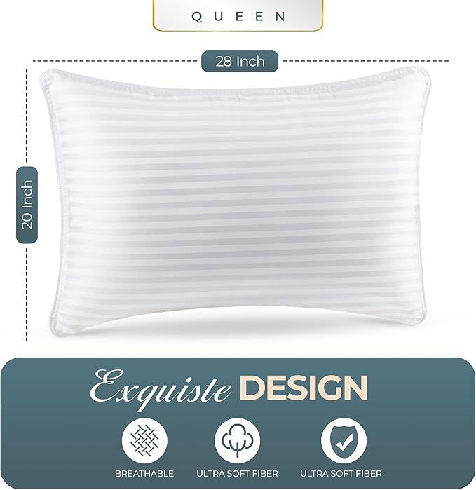 Utopia Bedding Bed Pillows for Sleeping Queen Size (White), Set of 2, Cooling Hotel Quality, for Back, Stomach or Side Sleepers