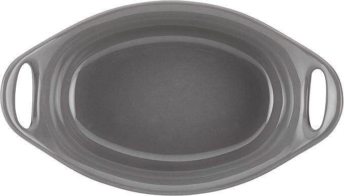 Rachael Ray Solid Glaze Ceramics Au Gratin Bakeware / Baker Set, Oval - 2 Piece, Gray