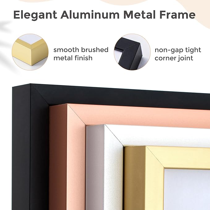 24x36 Metal Picture Frame For Wall With Mat For 20x30, 24''x36'' Aluminum Photo Frames With Tempered Glass For Home Decor, Minimalist Modern Poster Frame Horizontally Vertically Set of 2, Gold