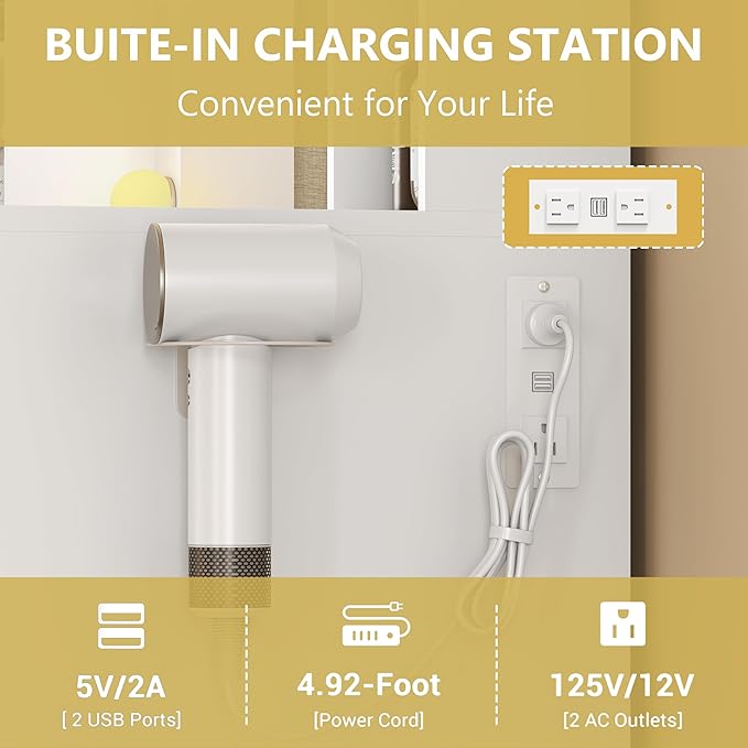 Makeup Vanity Desk with Mirror and Lights, Glass Top Vanity Table Set with Drawers & Power Outlet, Large Dressing Table with 3 Color Lighting Modes & RGB Cabinets for Women Girls Kids Bedroom, White