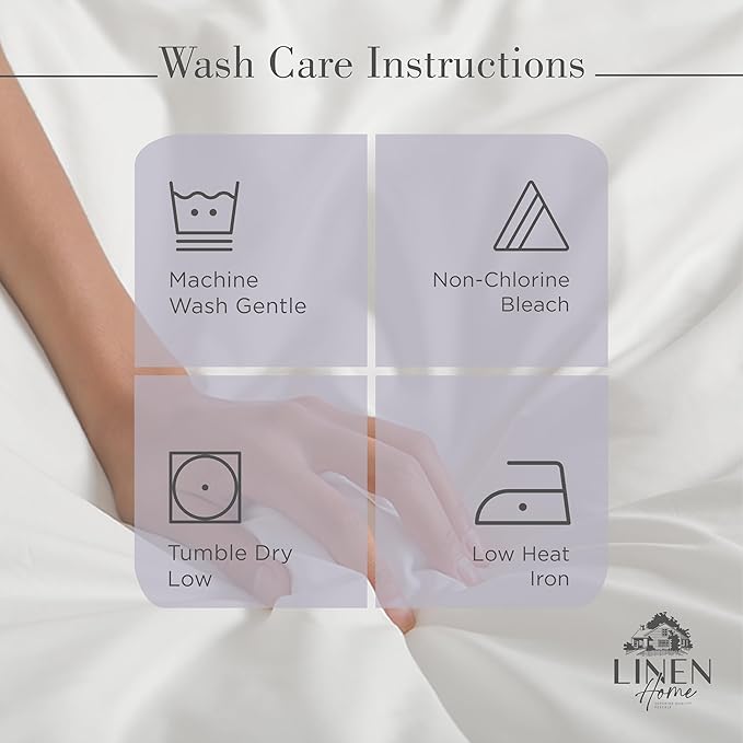 Linen Home 100% Cotton Percale Sheets King Size, Prelude Purple, Deep Pocket, 4 Pieces Set - 1 Flat, 1 Deep Pocket Fitted Sheet and 2 Pillowcases, Crisp Cool and Strong Bed Linen