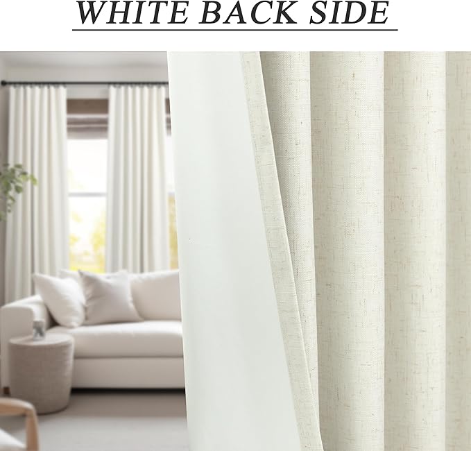 Custom Curtains 86 Inch Long for Living Room Dining Neutral Modern Farmhouse Linen Complete Blackout Privacy Curtains for Window Energy Efficient Closet Cover Back Tab Pocket 52x86 Length 2 Panel Burg