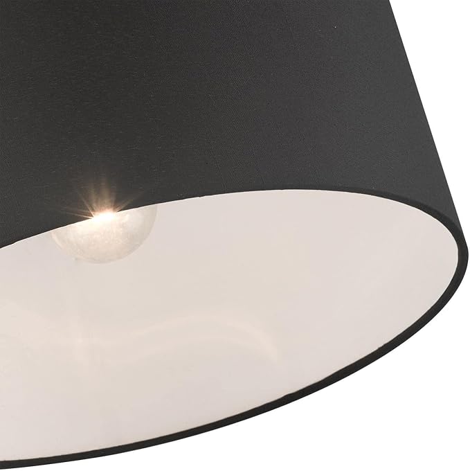 Livex Lighting Bainbridge 1 Light Black Color Fabric Ceiling Mount