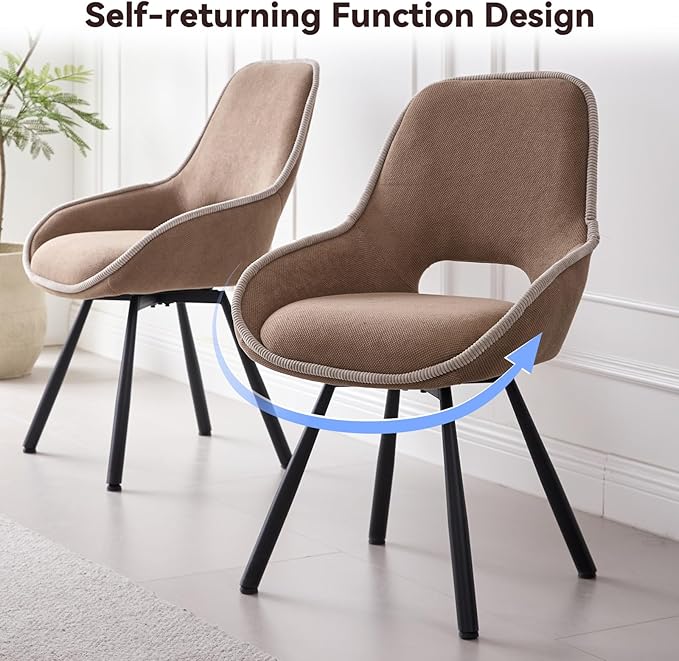 47" Round Dining Room Table Set for 4, [Fanned Base] [1.38" Thick Top] Wood Kitchen Table with 4 Swivel Dining Chairs