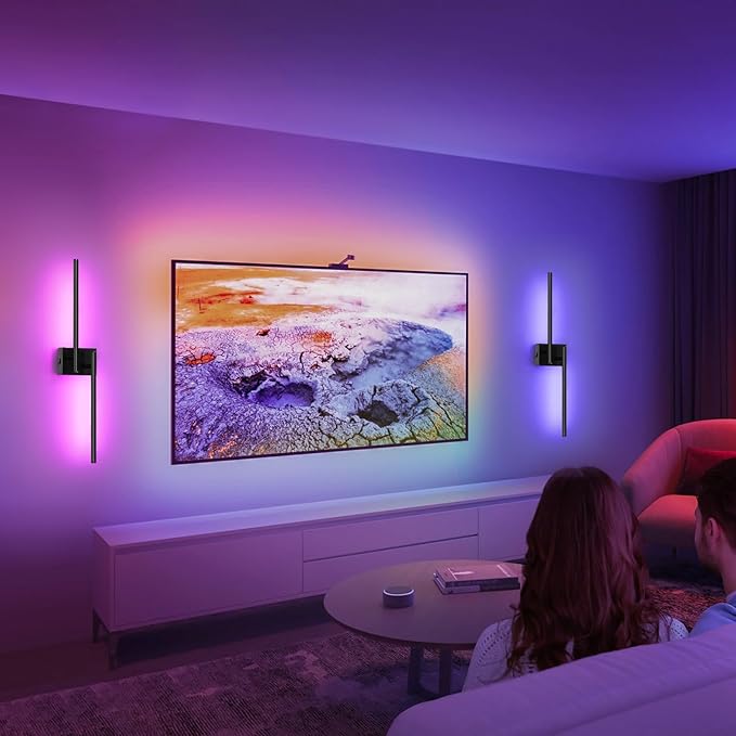 Battery Operated Wall Sconce, 12 Dynamic Modes Wall Sconces Set of Two Battery Operated, 32H Using Time Rechargeable Battery Operated Wall Lights, LED Wireless Sconces for Bedroom 210°Rotate