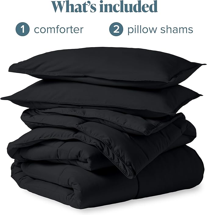 Bare Home Comforter Set - Full Size - Ultra-Soft - Goose Down Alternative - Premium 1800 Series - All Season Warmth (Full, Black)