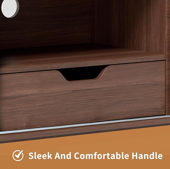 Mid Modern TV Stand with Storage | 55" Wide Walnut Wood Console Cabinet | Entertainment Center w/Adjustable Shelves | Solid Wood Legs | Easy Assembly