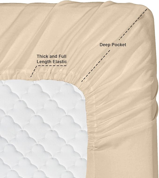 Clara Clark Premier 1800, Twin XL 3PC Microfiber Bed Linen Set, Beige Cream - Ultra Soft, Deep Pocket, Fade Resistant, 3 Piece Sheet Set with 1 Pillowcase