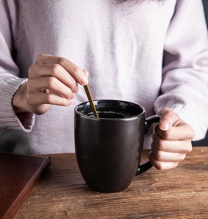 AmorArc 12 OZ Coffee Mugs, Matte Black Coffee Cups with Large Handle for Man, Woman, Ceramic Coffee Mugs Set of 12 for Latte/Cappuccino/Cocoa/Milk, Dishwasher & Microwave Safe