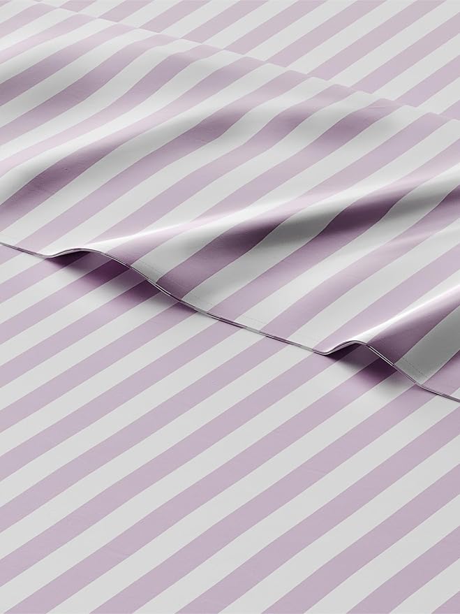 Kids Pink Pinstripes Twin 3 Piece Sheet Set - Boys, Girls, Teens, Toddler - Easy Fit Deep Pockets - Breathable, Hotel Quality Sheets - Machine Washable - Wrinkle Free - Cute, Cozy, Soft - CGK Linens