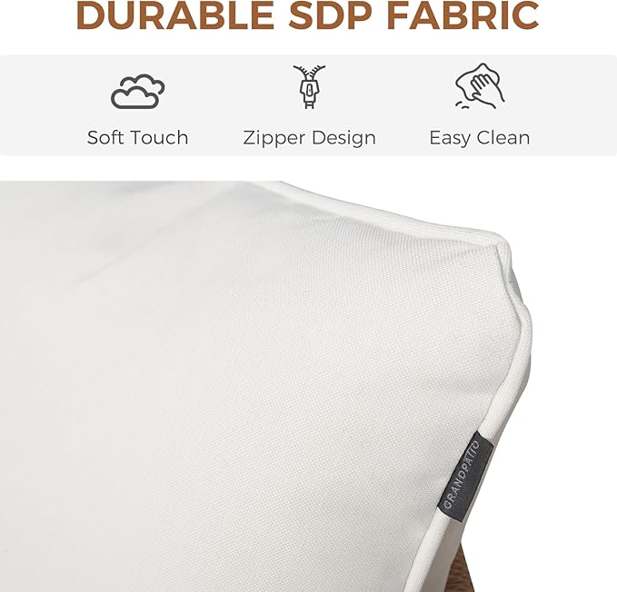 Grand patio 5-Piece Outdoor Dining Set for 4 with 1 Rectangle Expandable Table for 4-6 Person, Metal Woven Wicker Fixed Patio Chairs with Thickened Cushions for Yard, Poolside (Natural)