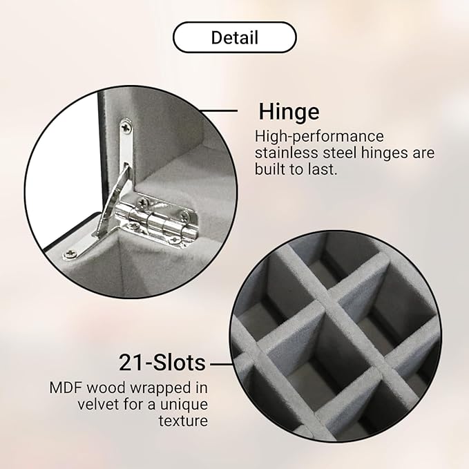 21 Spaces Lipstick Organizer with Lid,Lip Gloss Rollerball Perfume Holder for Vanity,Crushed Diamond Home Decor,Gift idea(9.2" L x 4.5" W x 5.5" H)