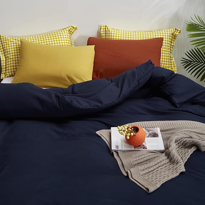 Luxlovery Navy Blue Comforter Set Full Dark Blue Bedding Comforter Set Full Solid Color Soft Breathable Blanket Quilts Cozy Comforter for Women Men Adults