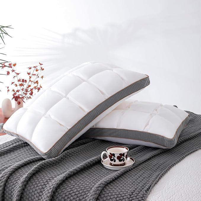 YOUR MOON Soft Pillow King Size of 2 for Sleeping, Super Soft Support Down Alternative Pillow, 100% Cotton Shell Luxury Comfy Fluffy Bed Pillows for Sleep(White)