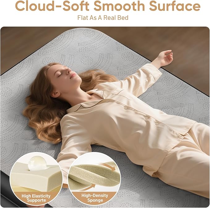 Twin Air Mattress with Built-in Pump,18'' Foam Topper Blow Up Mattress,Luxury Inflatable Mattress 2 Mins Self-Inflation/Deflation - Breathable and Flatness-Free for Camping, Home & Guests