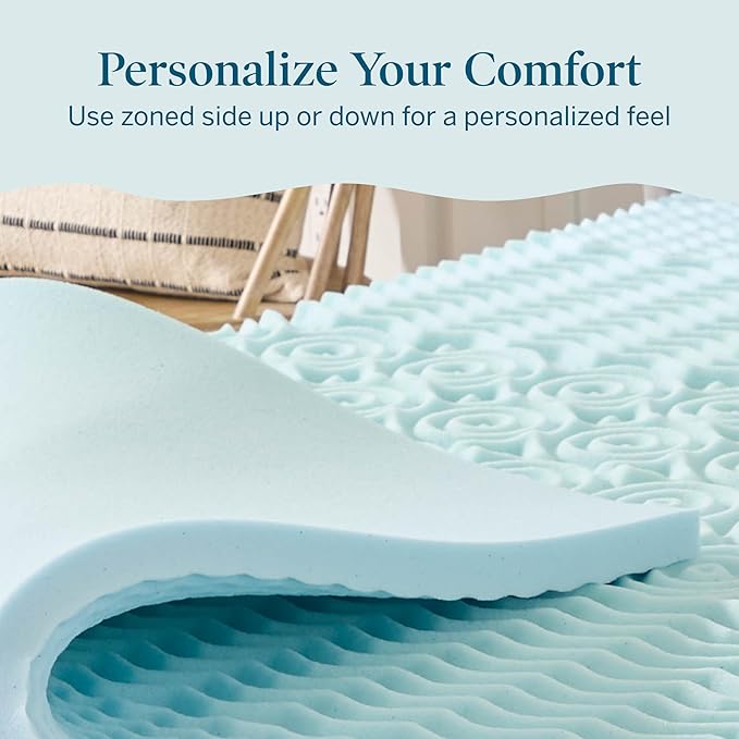 LUCID Mattress Topper, Twin XL, 2 Inch, Memory Foam Mattress Topper - 5 Zone Gel Infusion - CertiPUR Certified Foam