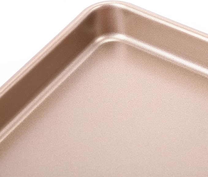12.7-Inch Nonstick Baking Sheets & Cookie Trays for Oven, 2-Pack Durable Rectangular Baking Pans Set (Gold)
